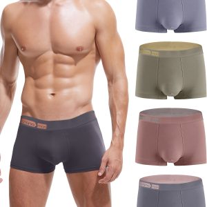 5pcs Men's Modal Soft Boxer Briefs For Teenagers, Solid Color Men's Underwear