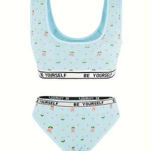 6sets cotton flower printed fashionable and cute triangle underwear for girls vest for girls soft and comfortable suitable for 8-12 years old