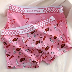 4pcs New Men's Underwear Men's Cotton Breathable Boxers Men's Pink Boxers High-End Shorts Trendy Pants Men