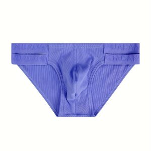 Men's Fashion Underwear Purple High Fork Style Design Human Engineering Men's Underwear Low Waist Sexy Double Waist Belt Lifting Hip Sharp Triangle Pants Lightweight and Breathable Cotton Underwear Four Seasons Wearable Underwear