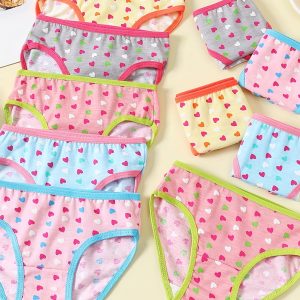 10pcs 10-Pack Cute Butterfly Graphic Girls Briefs, Comfortable Elastic Kids Panties