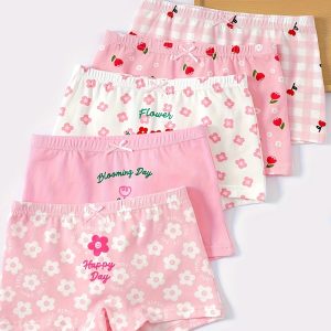 5pcs Girls Underwear Cotton Cute Random Pattern Breathable Boxers Soft Comfy Girls Underwear